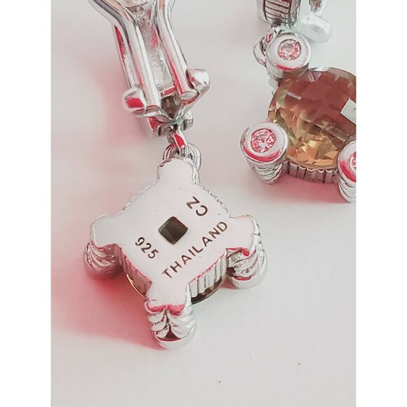 Judith Ripka 925 Sterling Silver Smoky Quartz CZ Dangle Drop Earrings Designer - Picture 4 of 5